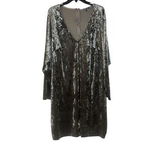 Charlotte Russe Velvety Long Sleeve Dress - Silver